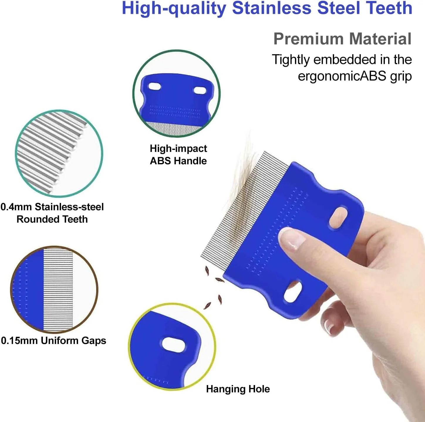 ست 4 عددی شانه کک و شپش، شانه های نظافت سگ و گربه استیل ضد زنگ با دندانه های گرد، ابزار حرفه ای دو طرفه برای از بین بردن لکه های اشک حیوانات خانگی، ابزار باز کردن گره برای حیوانات خانگی کوچک، متوسط و بزرگ