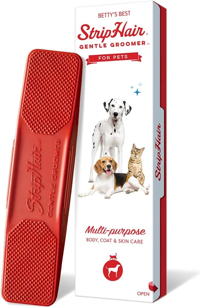 استریپ هیر برس نظافت ملایم سگ 6 در 1 برای ریزش مو، نظافت، ماساژ، مناسب پوست حساس - قرمز