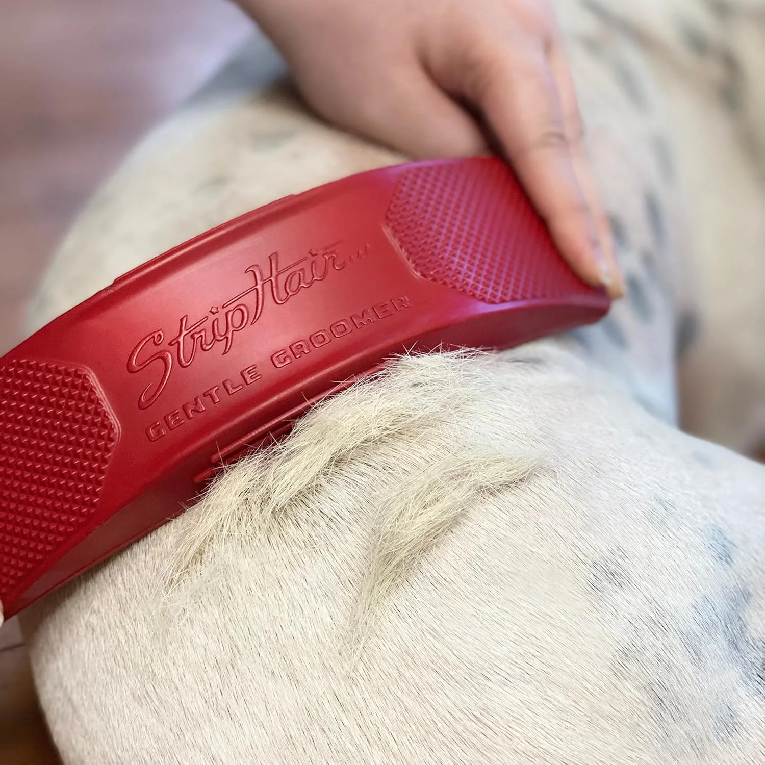 استریپ هیر برس نظافت ملایم سگ 6 در 1 برای ریزش مو، نظافت، ماساژ، مناسب پوست حساس - قرمز