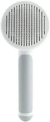 برس نرم ریزش موی حیوانات خانگی از جنس استیل ضد زنگ، ابزار نظافت ملایم لایه زیرین مو برای گربه ها و سگ ها، از بین برنده موهای شل و گره خورده با دکمه خود تمیز شونده، ایده آل برای حیوانات خانگی با موهای کوتاه و بلند، خاکستری