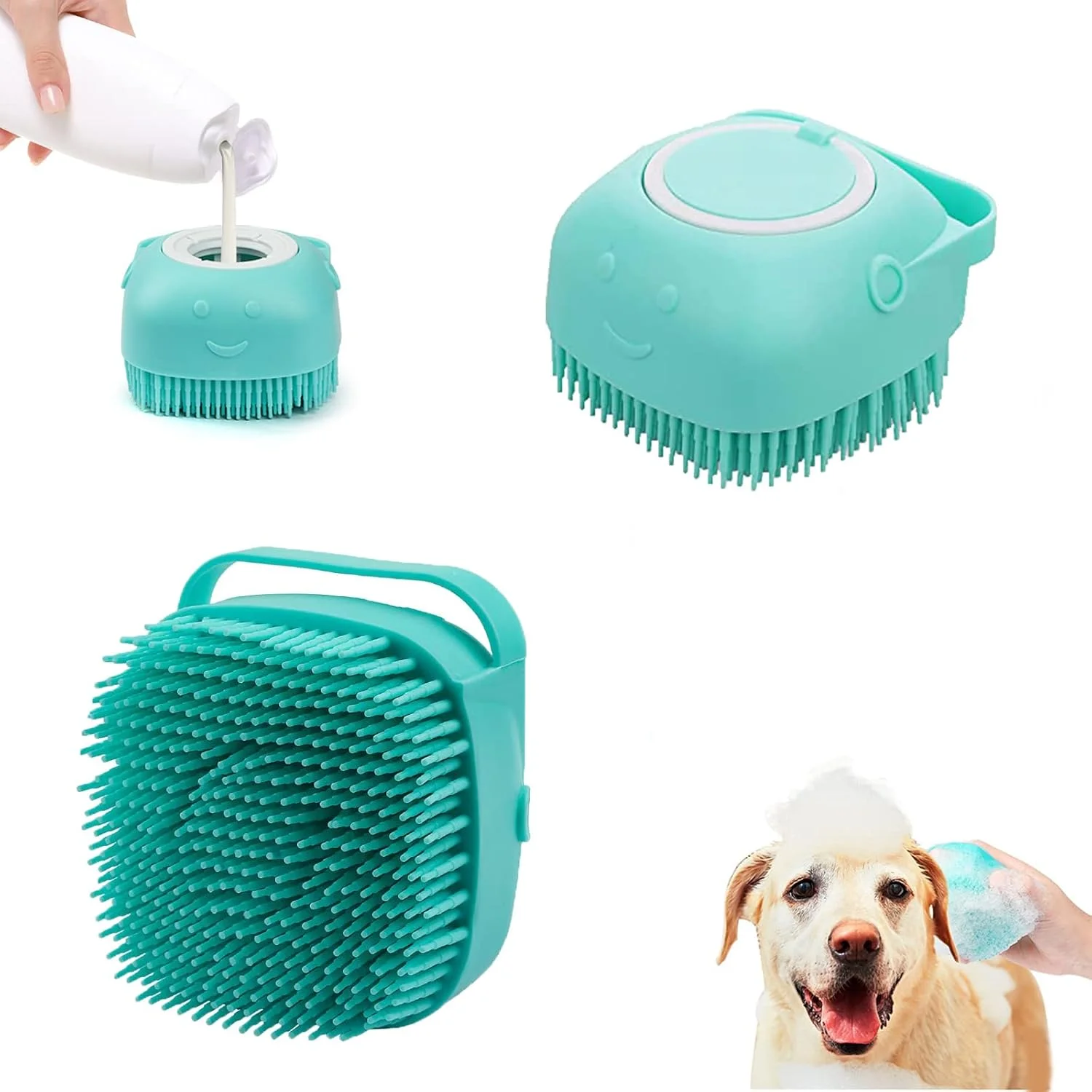 برس حمام حیوانات خانگی X spring، بسته 2 عددی برس حمام سگ، برس ماساژ سگ برای حمام، برس شامپو سگ سیلیکونی نرم، برس پخش کننده شامپو حیوانات خانگی برای موهای کوتاه و بلند