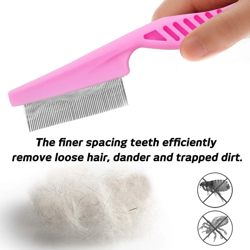 مجموعه 4 عددی شانه حرفه ای نظافت حیوانات خانگی SourceTon، شانه های استیل ضد زنگ برای سگ ها، گربه ها و سایر حیوانات خانگی