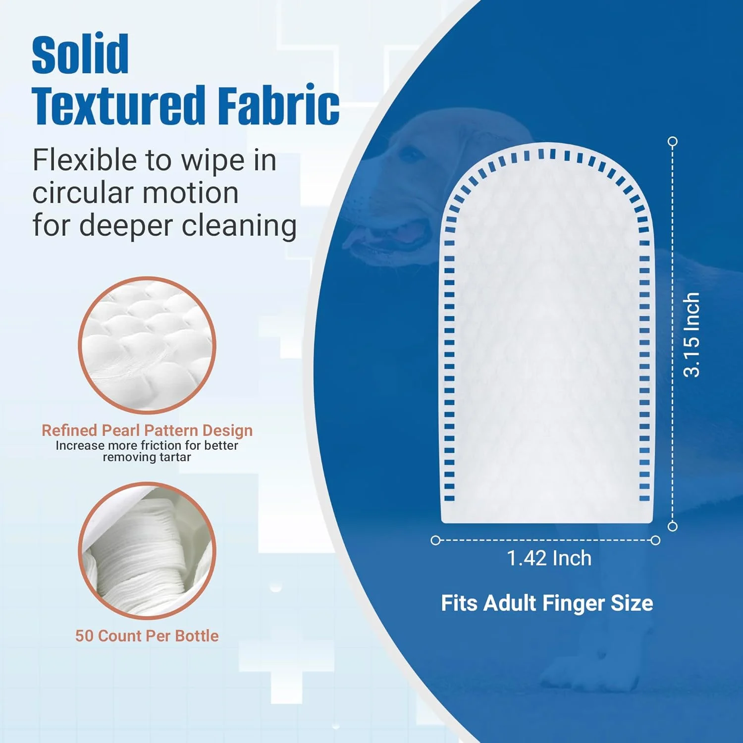 دستمال مرطوب دندان سگ Spanielbuns برای تمیز کردن دندان گربه و سگ - مورد تایید دامپزشک، خوشبو کننده دهان، از بین برنده جرم، کاملا طبیعی و ارگانیک، 50 عدد دستمال مرطوب انگشتی از قبل خیس شده