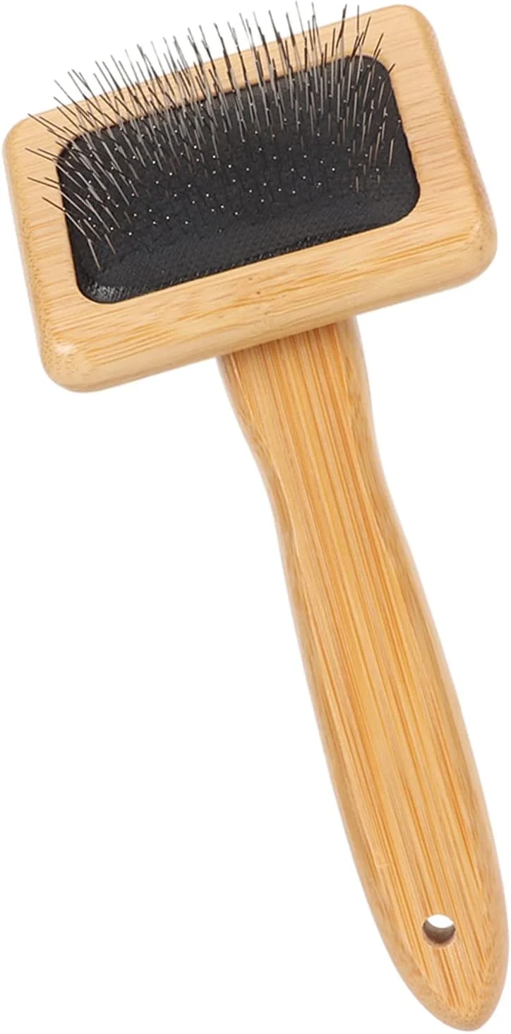 برس سیمی پشم گوسفند Sorandy با کوسن کیسه سوراخ دار، برس پشم گوسفند، شانه نرم کننده مکرومه برس نرم کننده حیوانات خانگی با دسته چوبی برای نظافت، از بین بردن ریزش و آلودگی (S