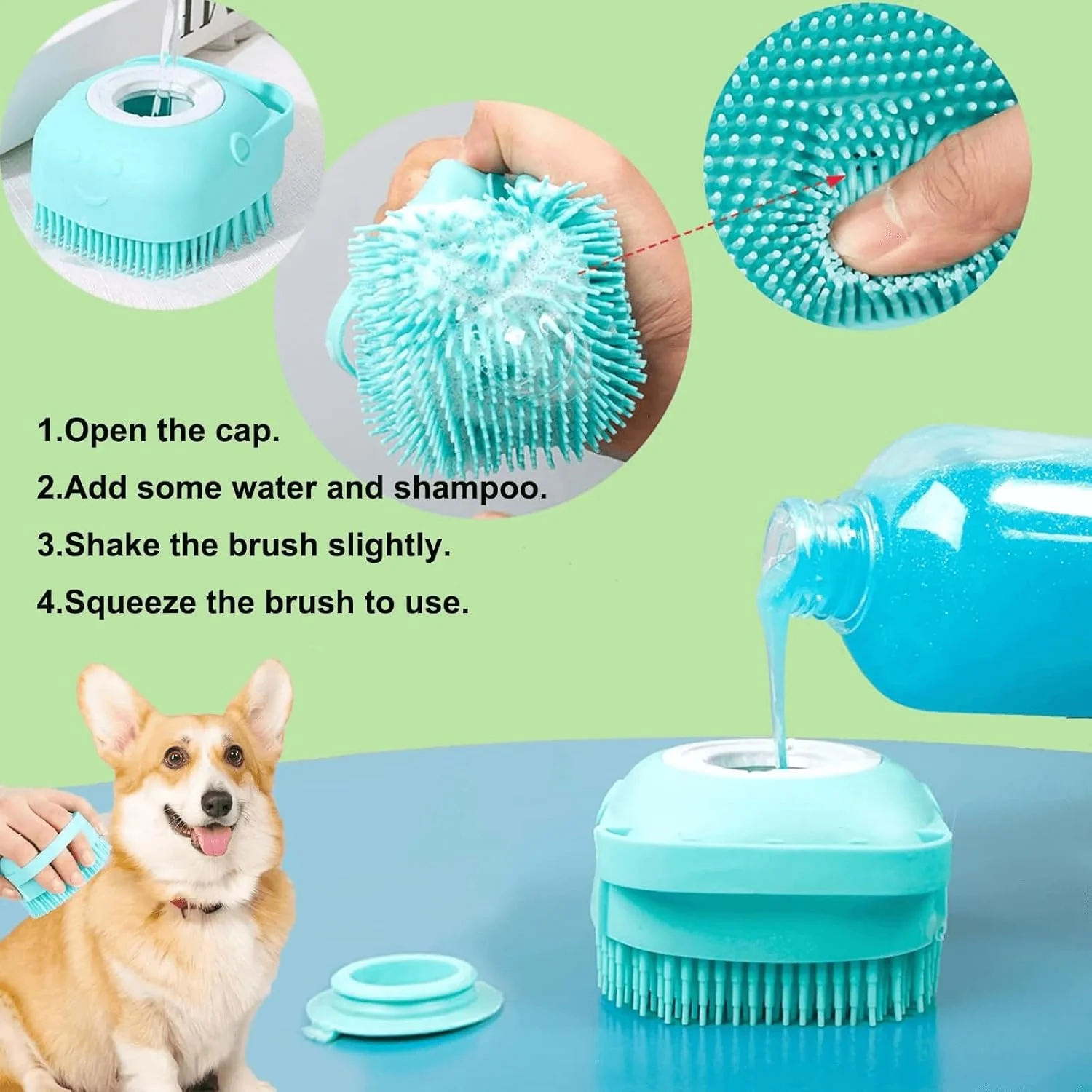 برس نظافت حیوانات خانگی سیلیکونی نرم - شانه ماساژ ملایم برای سگ ها - تمیز کننده مو و خز موثر - ایده آل برای حمام و نظافت (آبی)