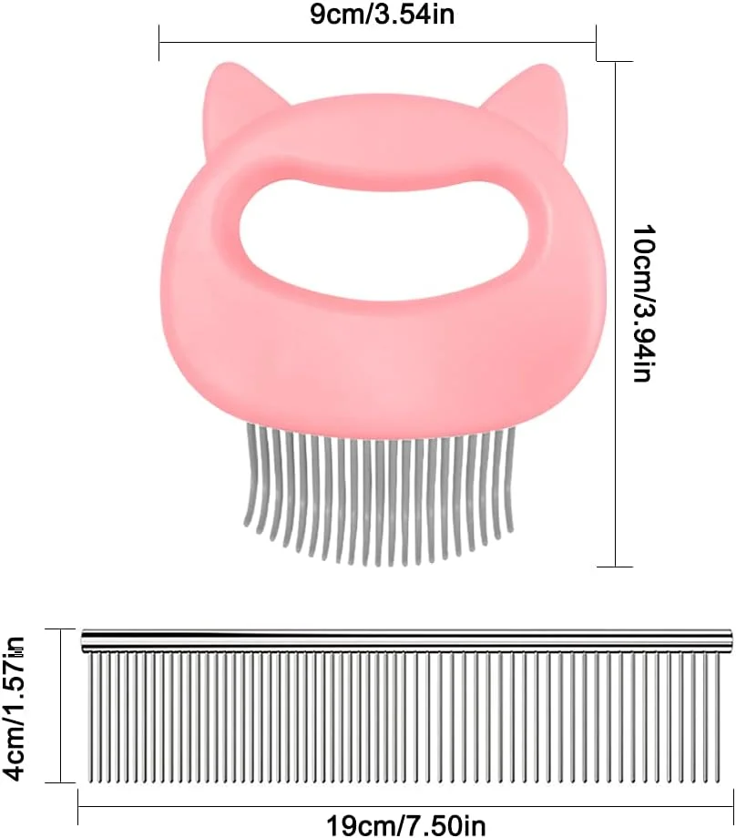 سونکو بسته 3 عددی شانه ماساژ پوسته ای برای حذف موی حیوانات خانگی، ابزار از بین بردن گره موی حیوانات خانگی مناسب برای گربه های مو بلند، متوسط و کوتاه