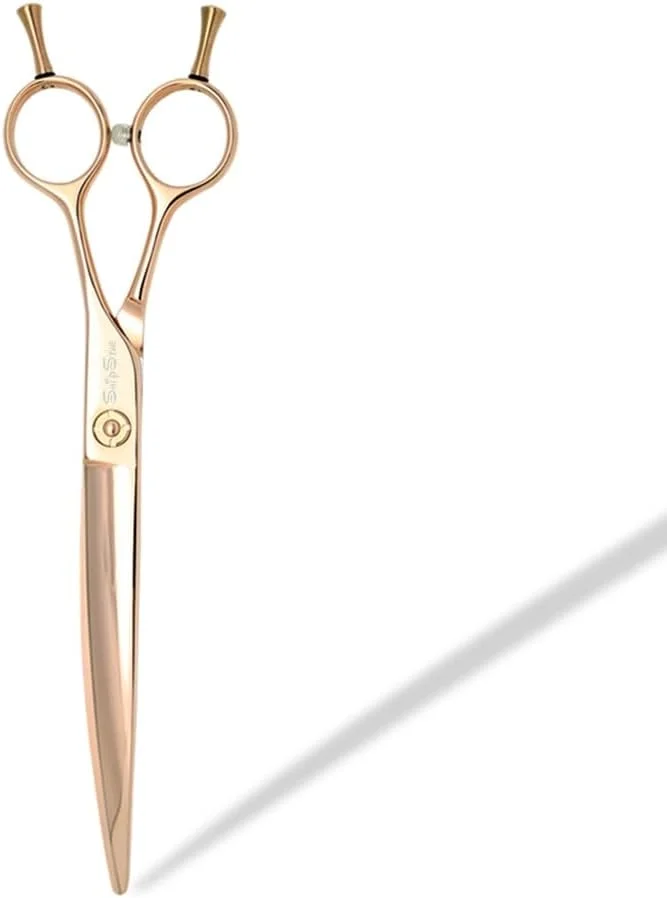 قیچی آرایشگری سگ SnipStar، 7 اینچی، خمیده، طلایی، قیچی حرفه ای برای اصلاح سگ، انحنای 30 درجه