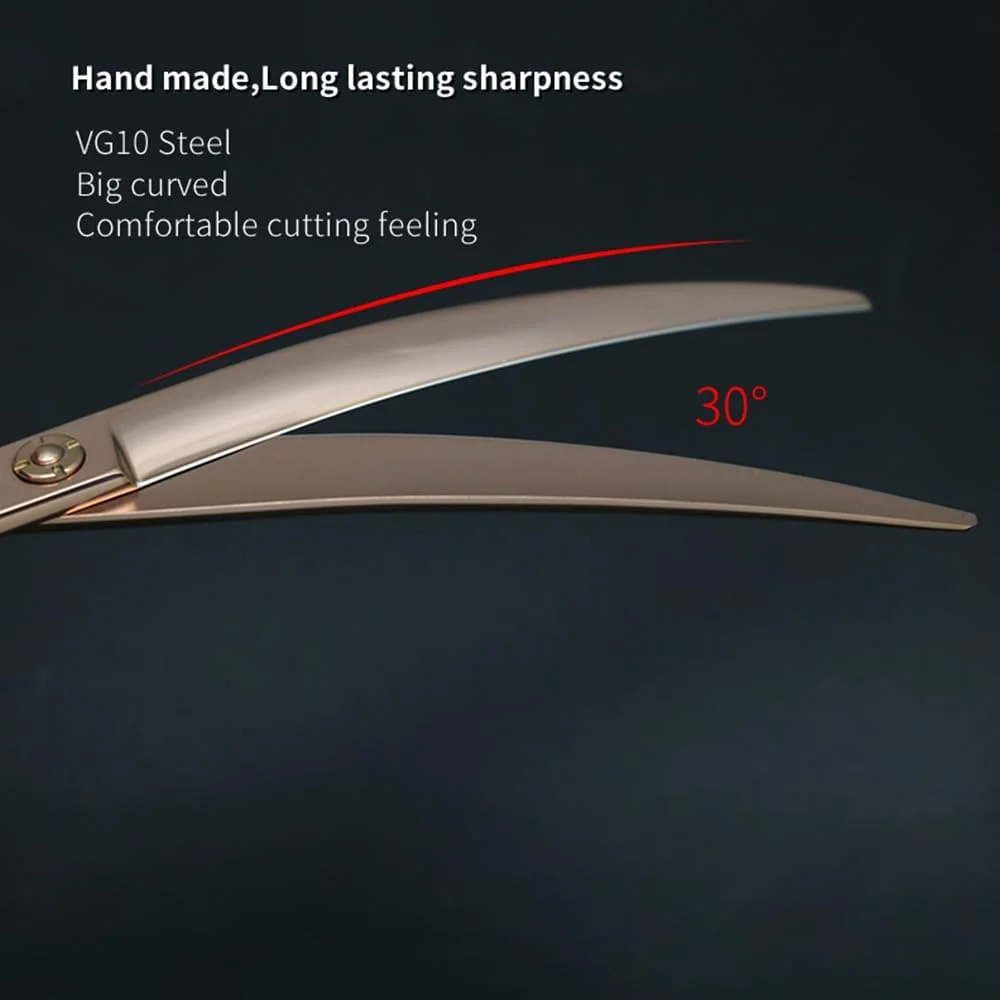 قیچی آرایشگری سگ SnipStar، 7 اینچی، خمیده، طلایی، قیچی حرفه ای برای اصلاح سگ، انحنای 30 درجه