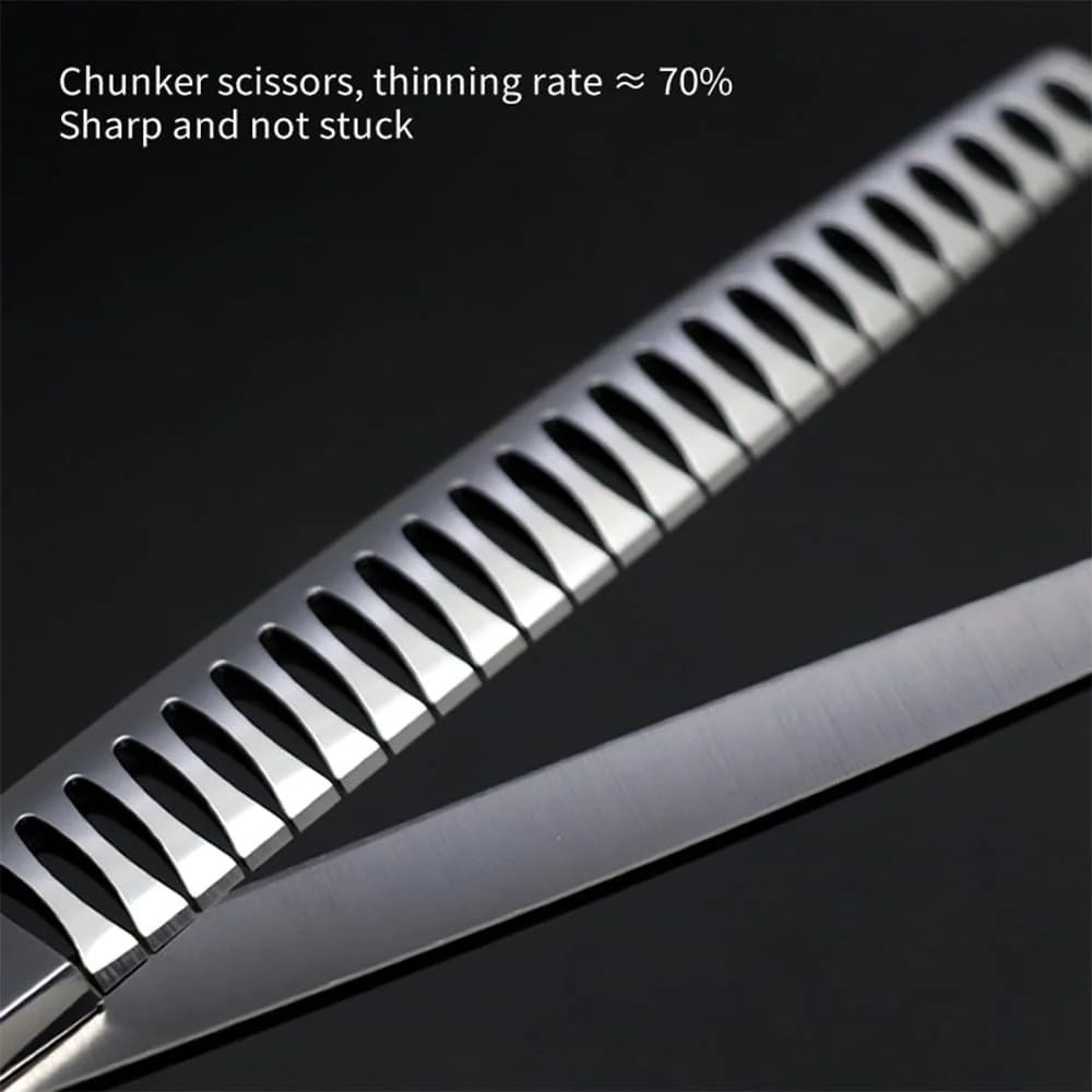 قیچی چانکر حرفه ای 7.5 اینچی حیوانات خانگی SnipStar، قیچی آرایش سگ فولاد VG10 درجه یک، 24 دندانه، نرخ تنک کردن 65٪