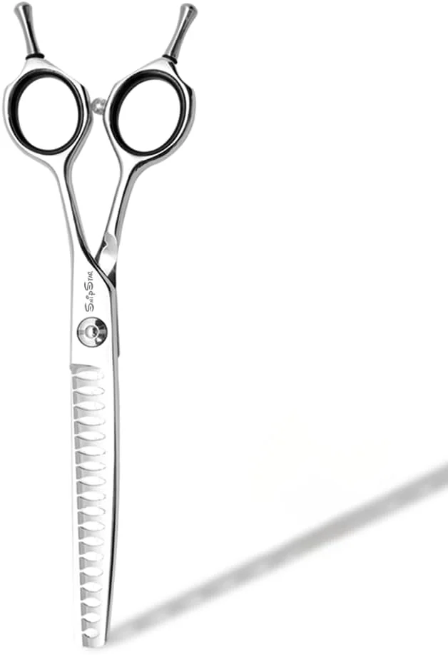 قیچی آرایشگری سگ و گربه SnipeStar، مدل منحنی 6.5 اینچی، 18 دندانه، قیچی اصلاح سگ با انحنای 25 درجه، نرخ کم کردن حجم 65%