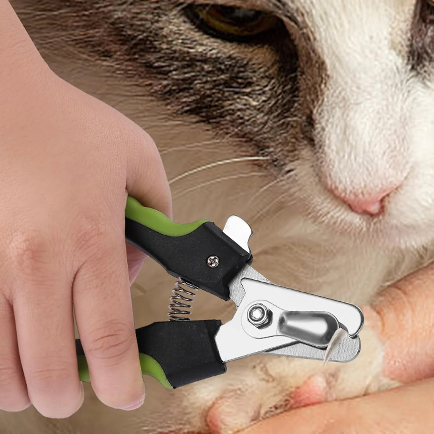 ناخن گیر حیوانات خانگی کوچک سفید/آبی - طراحی تیغه مستقیم با محافظ ایمنی و سوهان ناخن برای گربه ها/سگ های نژاد کوچک