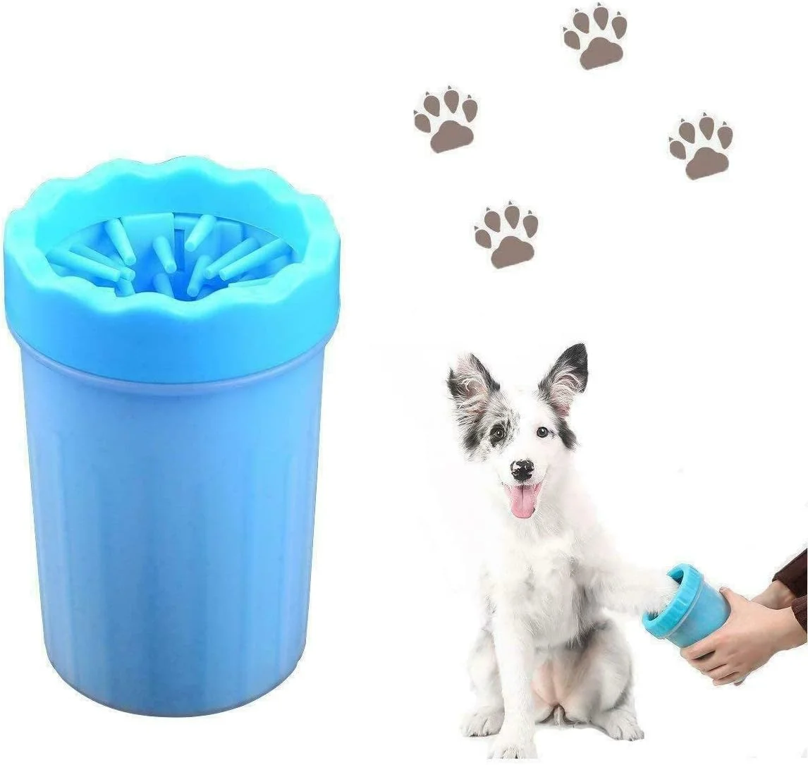 فنجان شستشوی پای سگ SKEIDO، ابزار شستشوی حیوانات خانگی، برس سیلیکونی نرم و ملایم، تمیز کننده سریع پنجه های گلی - آبی (کوچک)