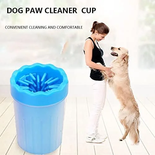فنجان شستشوی پای سگ SKEIDO، ابزار شستشوی حیوانات خانگی، برس سیلیکونی نرم و ملایم، تمیز کننده سریع پنجه های گلی - آبی (کوچک)
