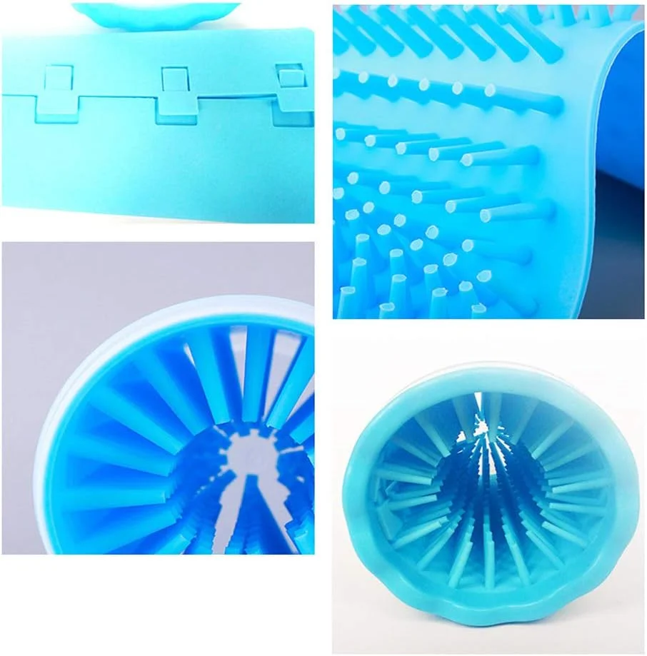 فنجان شستشوی پای سگ SKEIDO، ابزار شستشوی حیوانات خانگی، برس سیلیکونی نرم و ملایم، تمیز کننده سریع پنجه های گلی - آبی (کوچک)