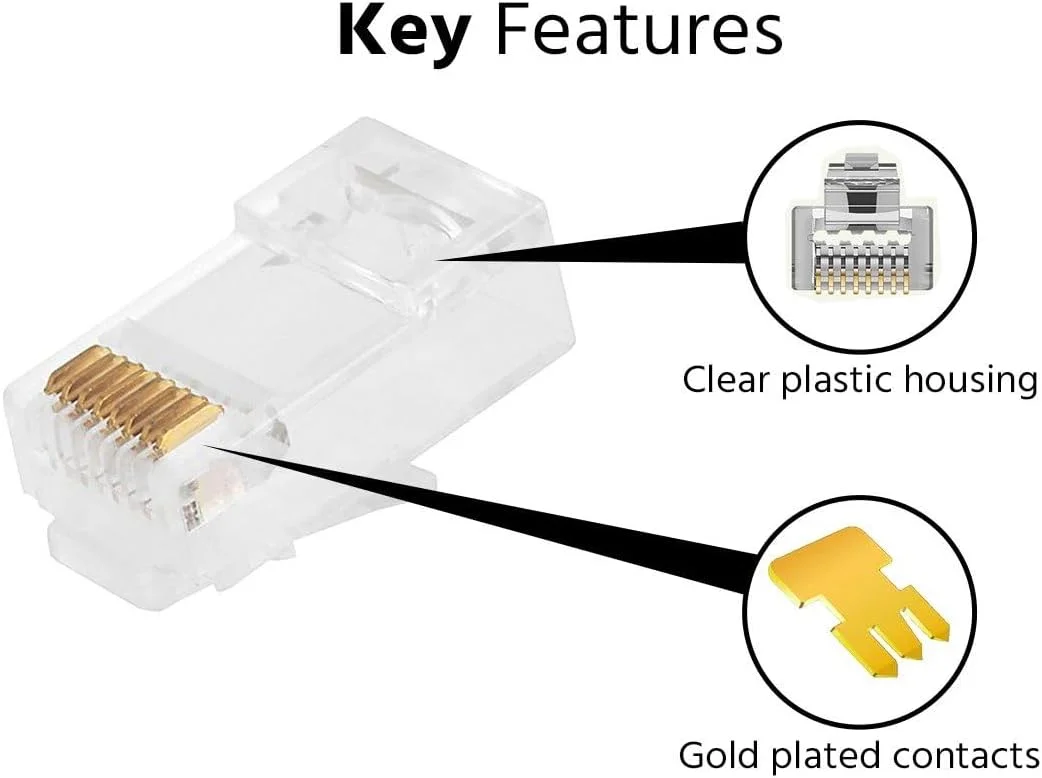 کانکتور RJ45 مونوپرایس Cat6 برای کابل های مفتولی به همراه اینسرت، 50 میکرون، 100 عدد در بسته کانکتور RJ45 مونوپرایس Cat6 برای کابل های مفتولی به همراه اینسرت، 50 میکرون، 100 عدد در بسته