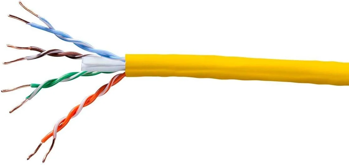 کابل شبکه اترنت Cat5e مونوپرایس - کابل اینترنت شبکه - جامد، 350 مگاهرتز، UTP، CMP، Plenum، سیم مسی خالص، 24AWG، بدون لوگو، 305 متر، زرد