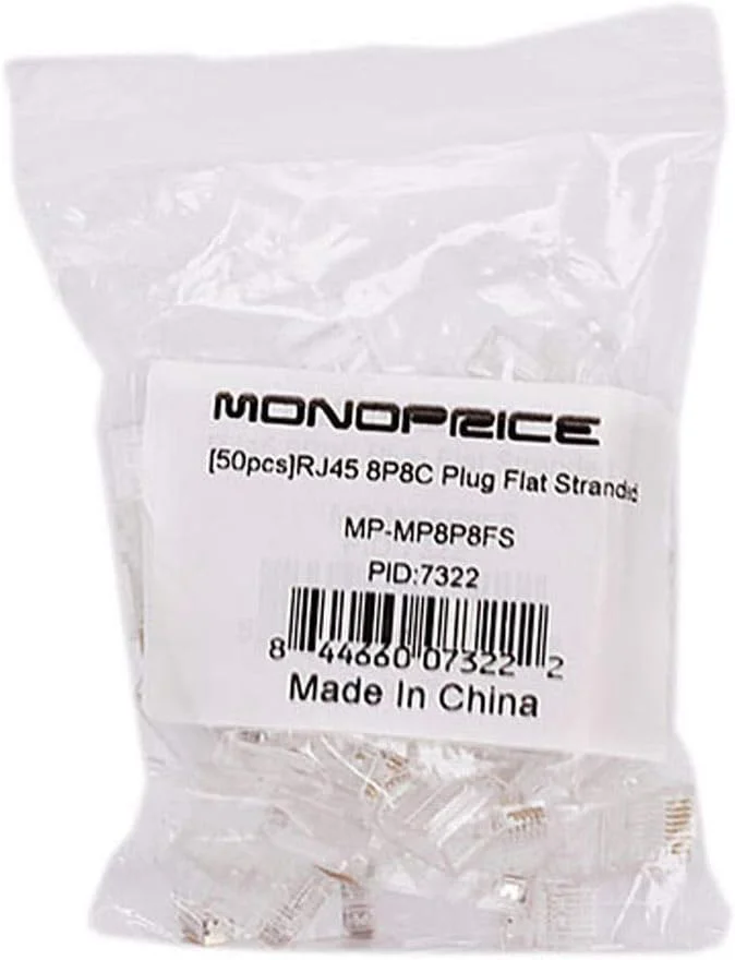 کانکتور RJ-45 مدل 8P8C برای کابل تخت رشته ای 50 عددی Monoprice (107322) کانکتور RJ-45 مدل 8P8C برای کابل تخت رشته ای 50 عددی Monoprice (107322)