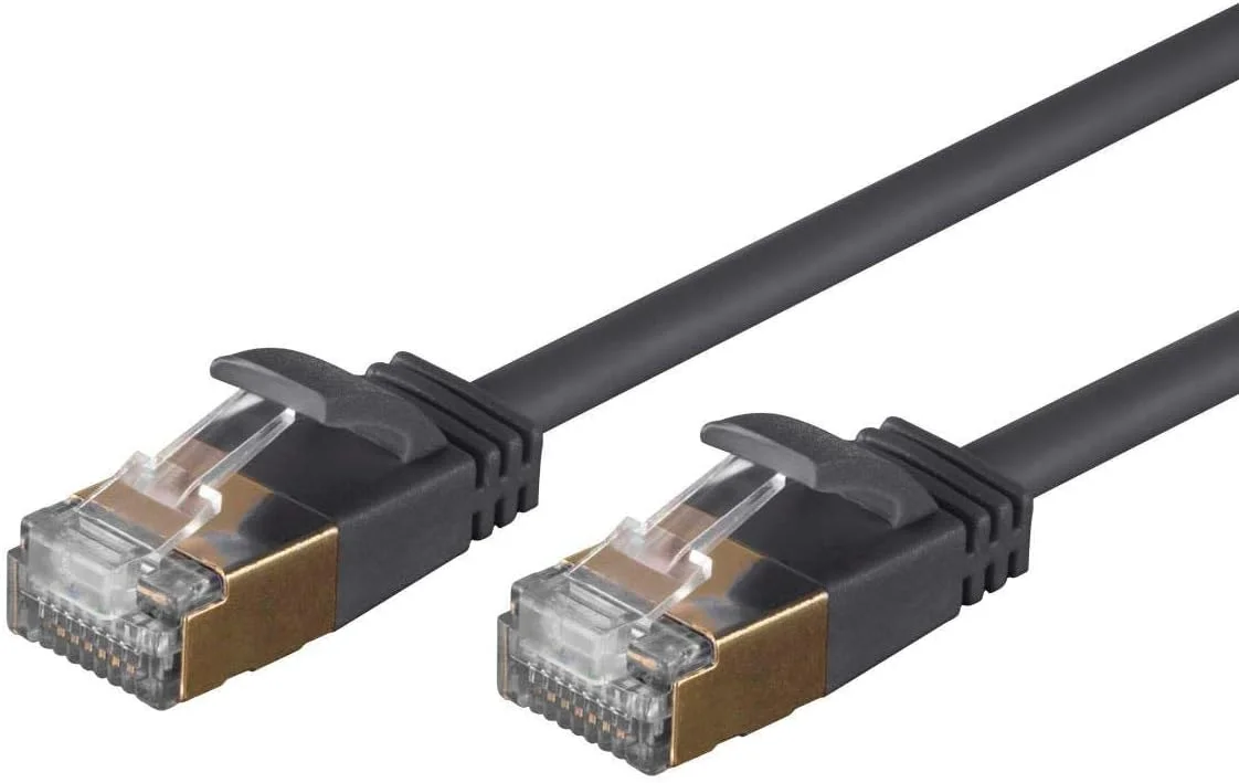 کابل شبکه اترنت Monoprice SlimRun Cat6A - سیم اینترنت شبکه - RJ45، رشته ای، STP، سیم مسی خالص، 36AWG، 2.1 متر، مشکی