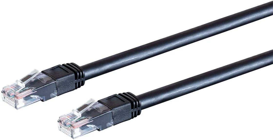 کابل شبکه اترنت Cat6 مناسب فضای باز Monoprice - 15 متر - مشکی | RJ45 بدون گیر، رشته ای، 550 مگاهرتز، UTP، سیم مسی خالص، 24AWG