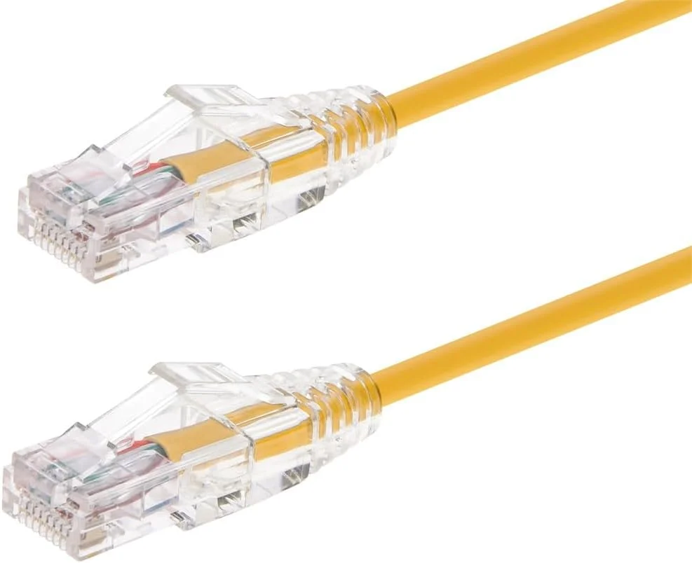 کابل شبکه اترنت Cat6 مونوپرایس - 1.5 متر - زرد | کابل اینترنت شبکه - RJ45 بدون گیر استاندارد 550MHz UTP CMR با سیم مسی خالص 28AWG - سری SlimRun