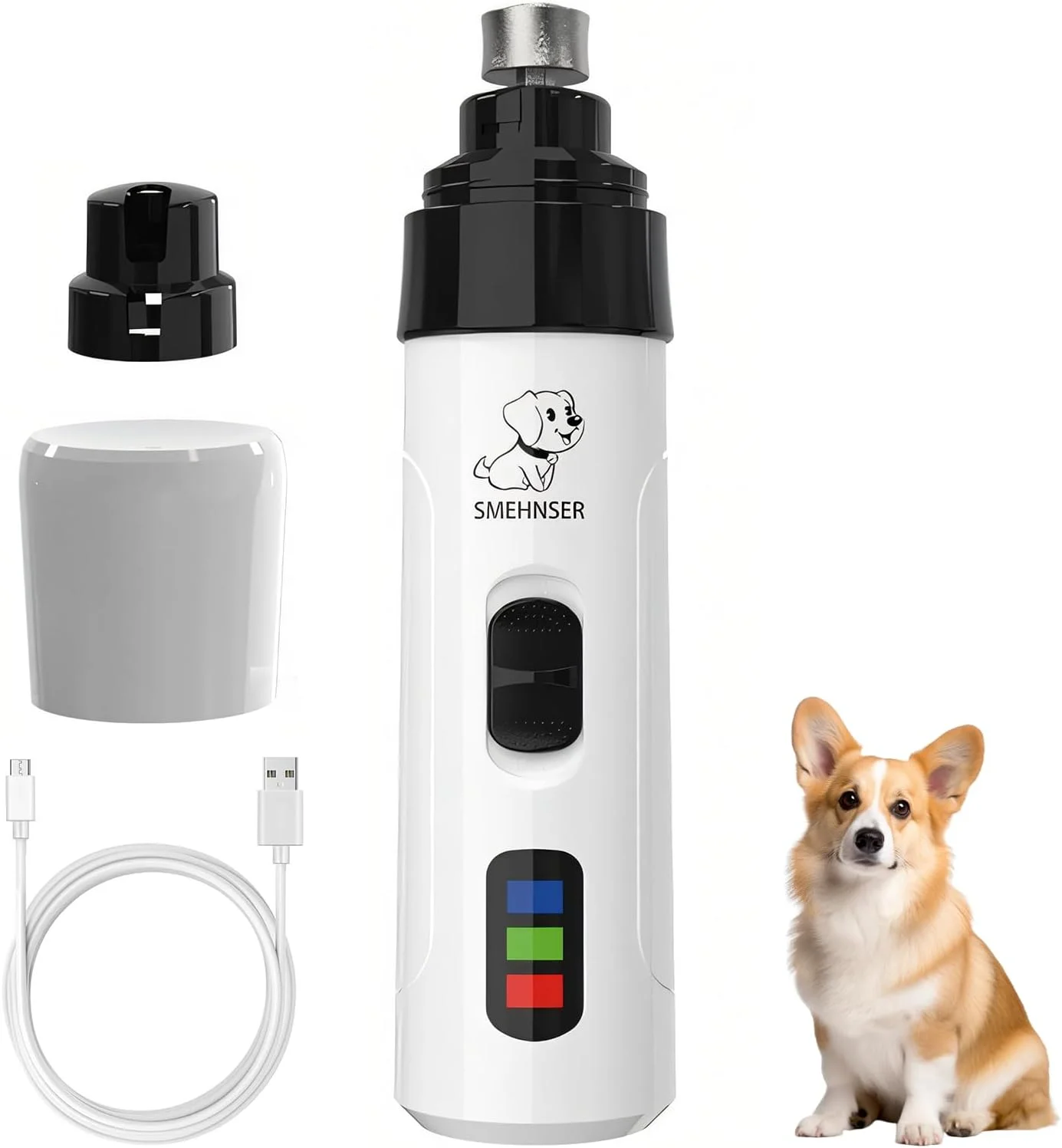 سوهان ناخن سگ - سوهان برقی ناخن سگ Silent Groom Pro، ناخن گیر شارژی USB-C با 2 سری سنگ زنی، سوهان ناخن کم صدا برای سگ ها و گربه های نژاد کوچک، متوسط ​​و بزرگ