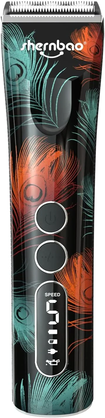 ماشین اصلاح حرفه ای حیوانات شرنبائو مناسب موهای ضخیم و سنگین، 5 سرعته کم صدا قدرتمند با سیم / بدون سیم تیغه 5 در 1 برای حیوانات خانگی کوچک و بزرگ، سگ، گربه، اسب