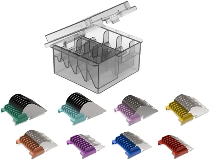 مجموعه شانه راهنمای گیره استیل ضد زنگ حرفه ای شرنبائو برای ماشین اصلاح حیوانات خانگی، سگ و گربه با تیغه جداشدنی 5 در 1 (سازگار با تیغه جداشدنی به سبک A5 نیست)