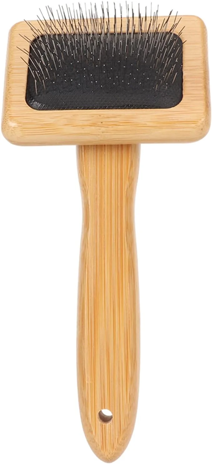 برس پشمی پوست گوسفند، برس سیمی پشمی پوست گوسفند با کوسن سوراخ دار، شانه نرم کننده مکرومه، برس نرم کننده حیوانات خانگی با دسته چوبی برای نظافت، از بین بردن ریزش مو و آلودگی (S)