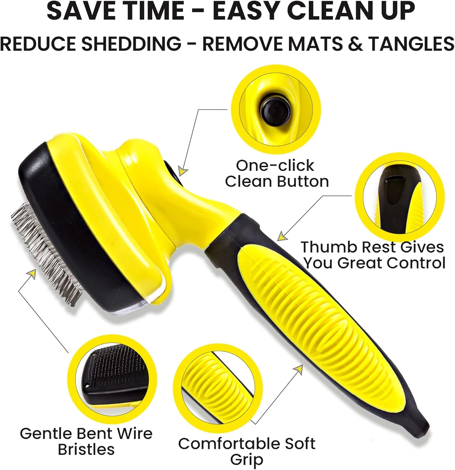 ست برس مویی خود تمیز شونده و شانه گره باز کن سگ و گربه ShedTitan - برس ایده آل و آسان برای سگ ها، گلدن دودل ها، پودل ها، گربه ها - شانه گره باز کن، گره و موهای درهم پیچیده سگ و گربه را از بین می برد