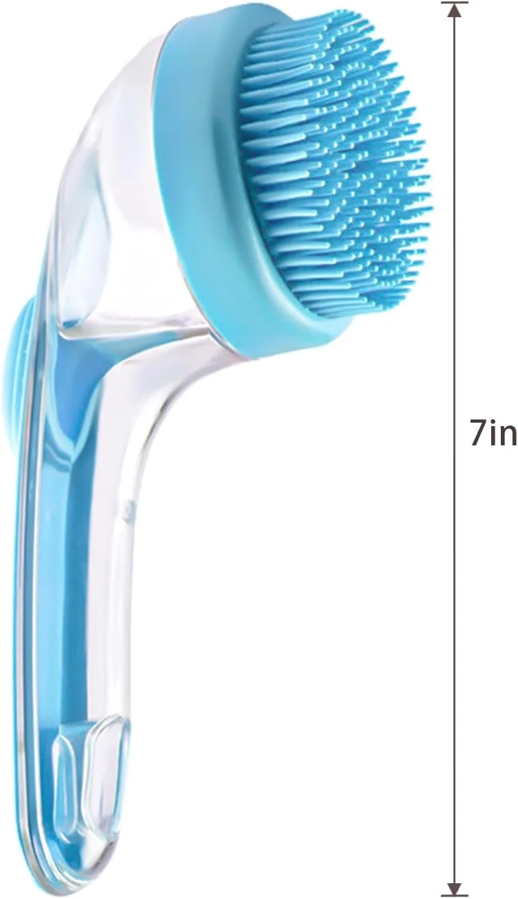 برس حمام حیوانات خانگی، برس شامپو سگ، برس حمام سگ 2 در 1 جدید با پخش کننده شامپو داخلی، برس ماساژ نظافت سگ برای دوش گرفتن سگ ها و گربه های مو بلند و کوتاه (آبی)
