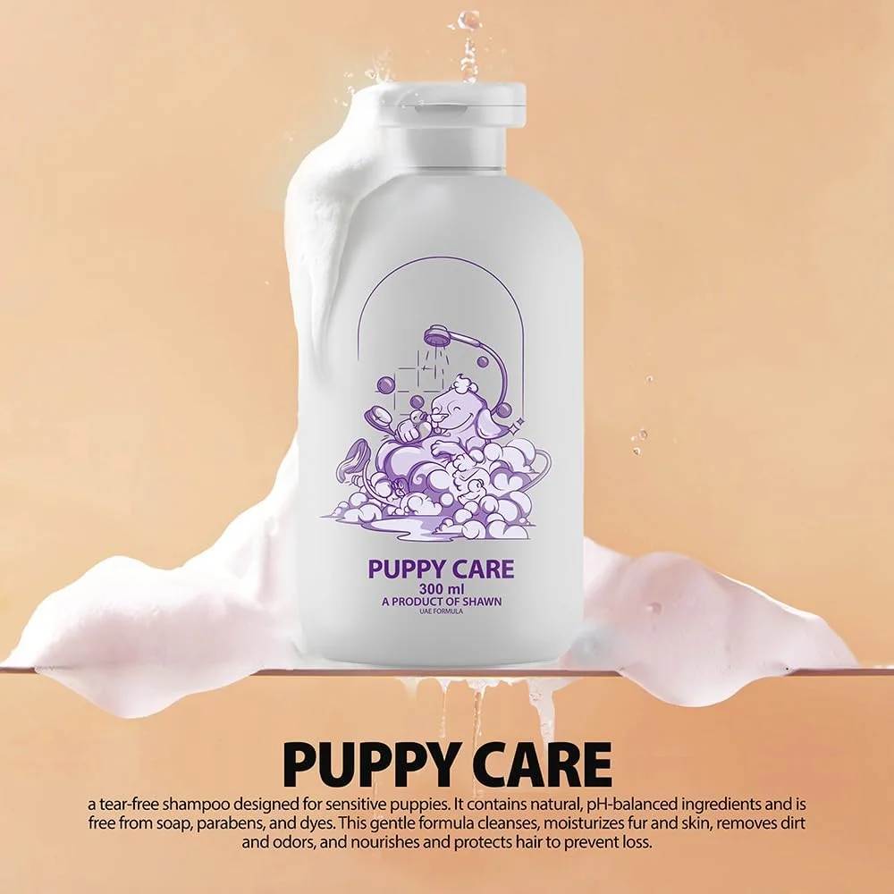 شامپو توله سگ شاون مناسب برای همه نژادها | پوست حساس | بهترین شامپو بدون اشک برای سگ های کوچک برای پوست و پوشش ملایم | پاک کننده عمیق | ویتامین ها | مرطوب کننده | روغن اسطوخودوس (مراقبت از توله سگ)