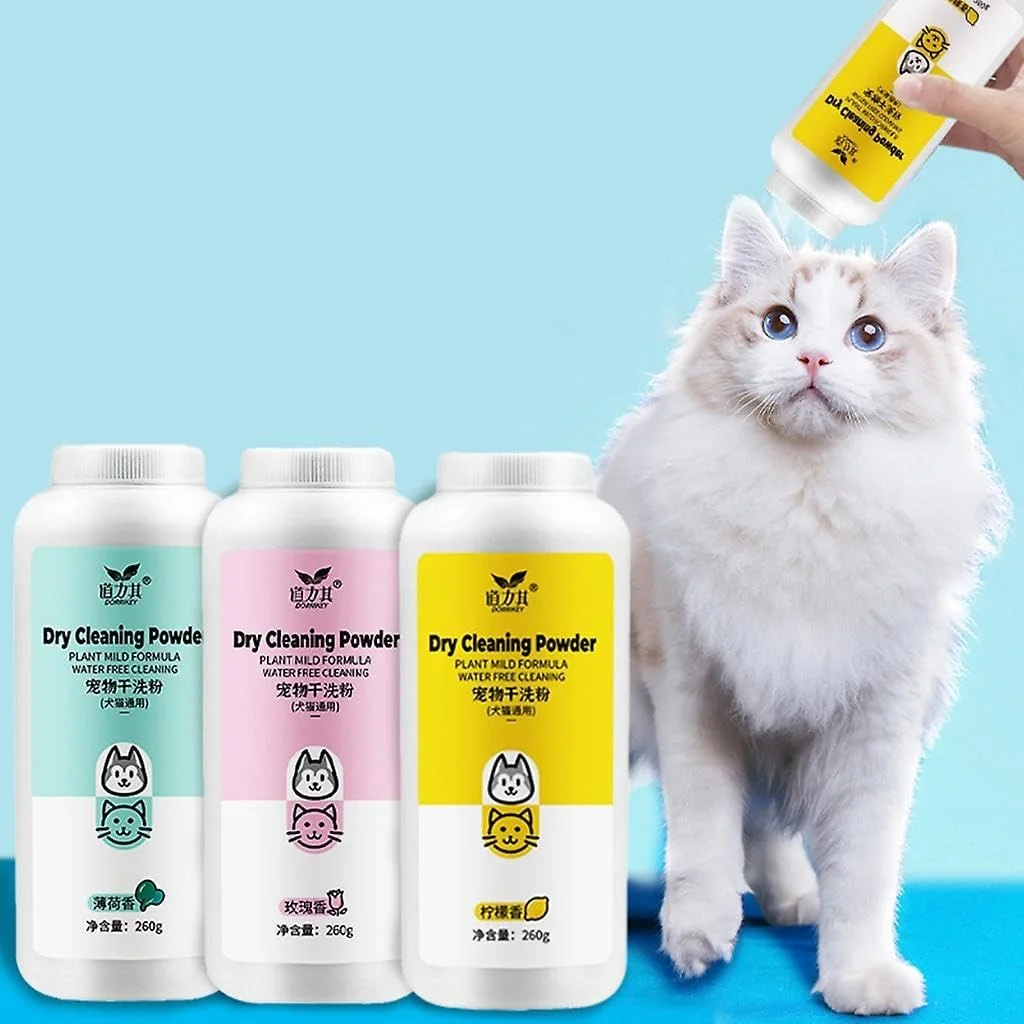 پودر شامپو خشک حیوانات خانگی 260 گرمی، شامپو بدون آب سگ و گربه، پودر شامپو خشک برای حیوانات خانگی، پودر تمیز کننده بدون آب برای کنترل بوی حیوانات خانگی، کاهش تحریک، ضد باکتری، نعناع از Needs n Wants