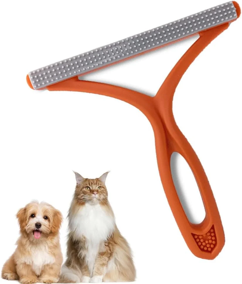 ابزار پاک کننده موی حیوانات خانگی، برس فرش پرزگیر، برس فرش قابل حمل با خراشنده دو طرفه، غلتک پاک کننده موی حیوانات خانگی قابل استفاده مجدد برای مبل، تخت، مبلمان و لباس گربه و سگ (نارنجی)