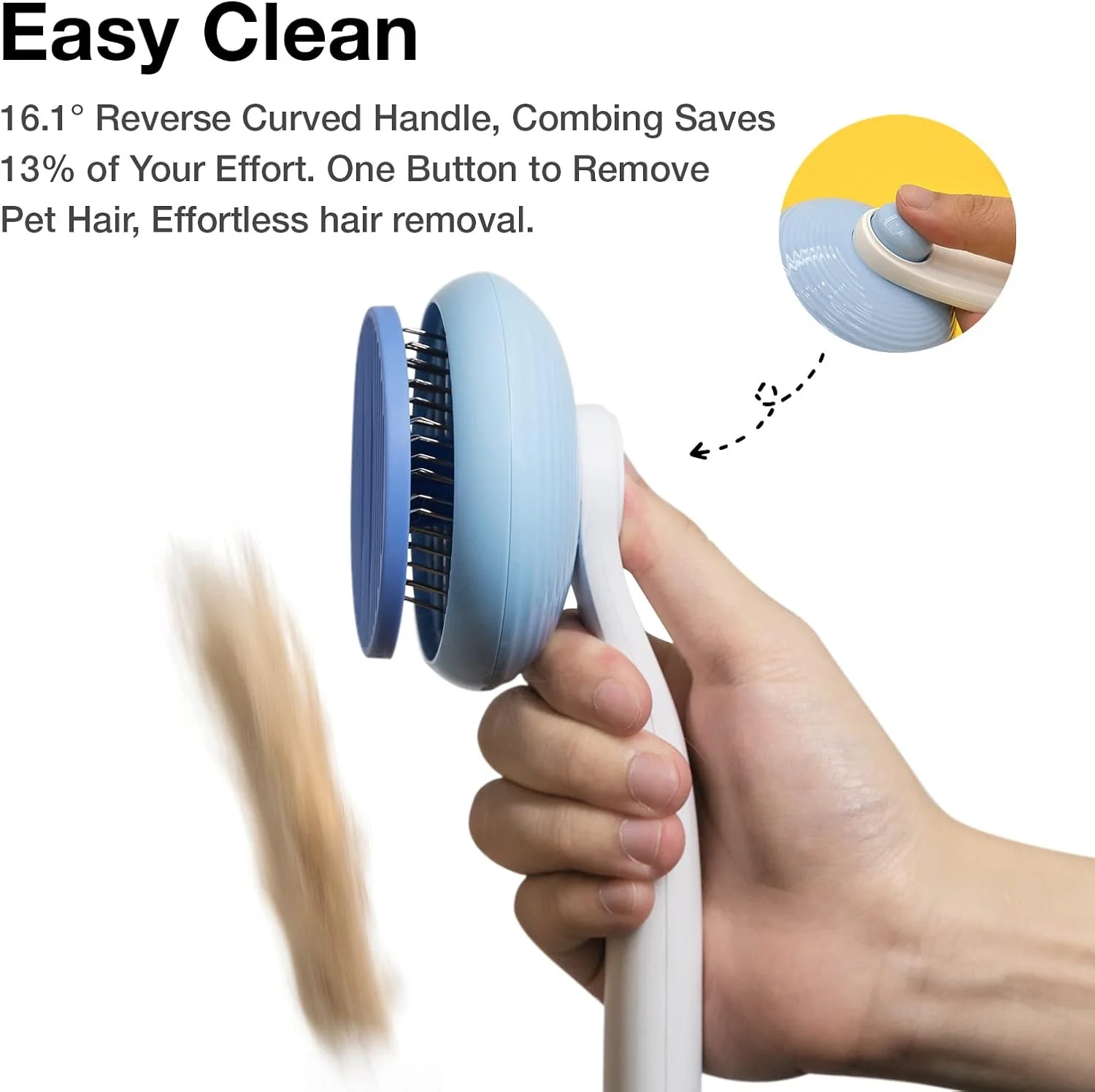 برس نظافت سگ و گربه خود تمیز شونده: از بین برنده گره، موهای زائد و نمدی (آبی)