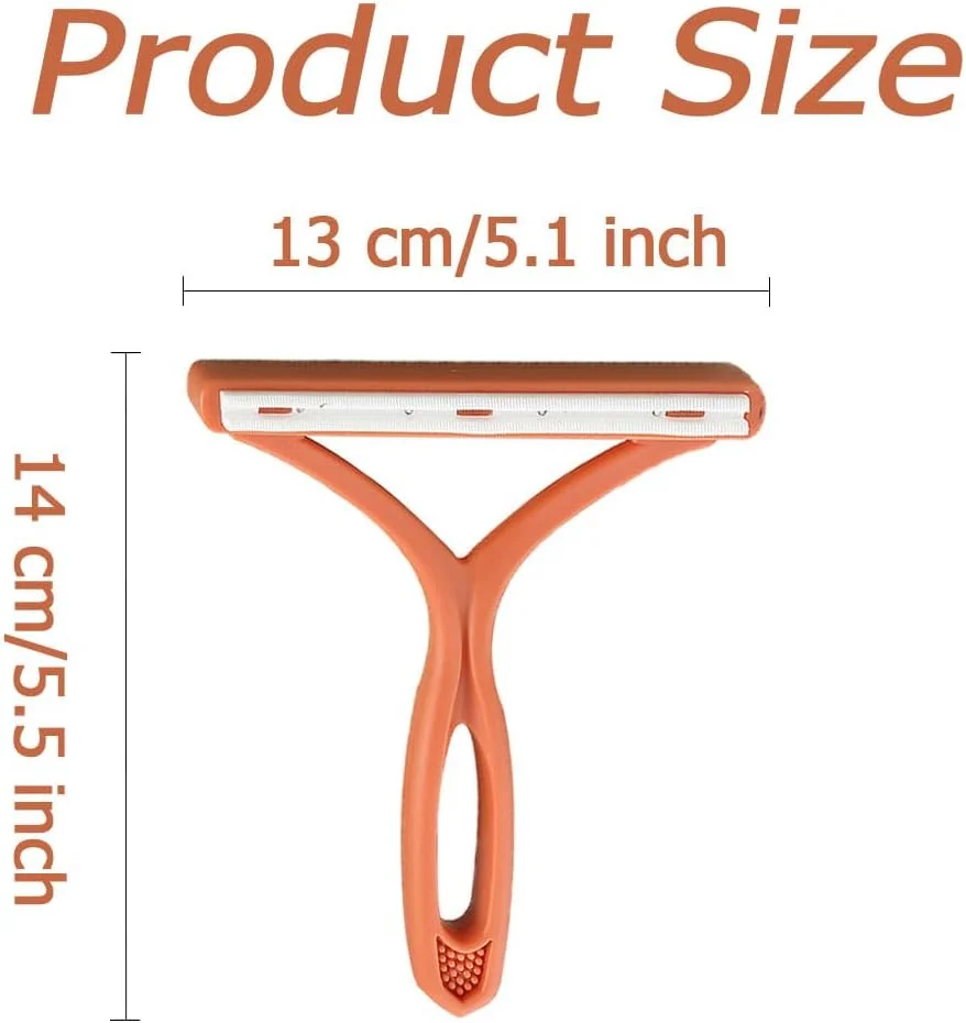 ابزار پاک کننده موی حیوانات خانگی، برس فرش پرزگیر، برس فرش قابل حمل با خراشنده دو طرفه، غلتک پاک کننده موی حیوانات خانگی قابل استفاده مجدد برای مبل، تخت، مبلمان و لباس گربه و سگ (نارنجی)