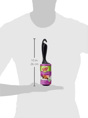 غلتک پرزگیر فوق العاده چسبناک حیوانات خانگی Scotch-Brite، 48 برگ - طراحی شده برای موی حیوانات خانگی، دارای برگه های جداشدنی آسان، ایمن برای پارچه ها، سفید، مشکی