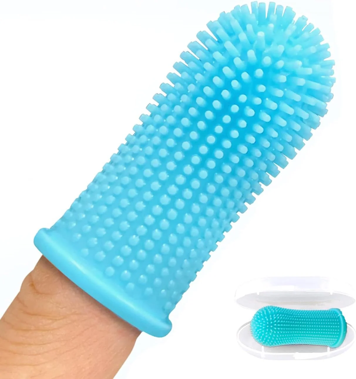 مسواک انگشتی سگ REVHQ - کیت مسواک زدن 360 درجه برای تمیز کردن دندان سگ - مراقبت از دندان سگ برای توله سگ ها، گربه ها و حیوانات خانگی کوچک - مسواک انگشتی ارگونومیک سگ با موهای اطراف - بسته 10 عددی آبی