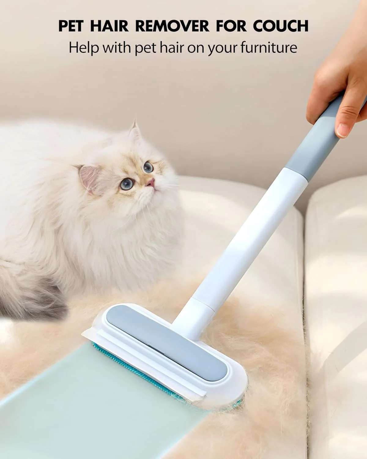 مو جمع کن موی حیوانات خانگی چندبار مصرف برای فرش، مبلمان و خودرو - برس غلتکی پرزگیر سازگار با محیط زیست برای موی سگ و گربه، ابزار تمیز کننده چند منظوره با دسته ارگونومیک