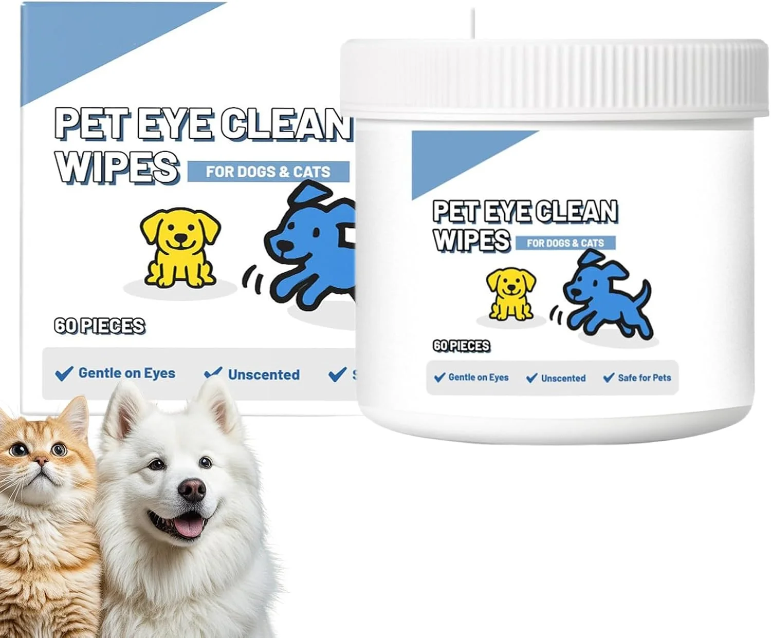 دستمال مرطوب سگ برای چشم | پاک کننده لکه اشک حیوانات خانگی | دستمال مرطوب ملایم لکه اشک حیوانات خانگی سگ گربه حمام مسافرت در فضای باز، توصیه شده توسط دامپزشکان