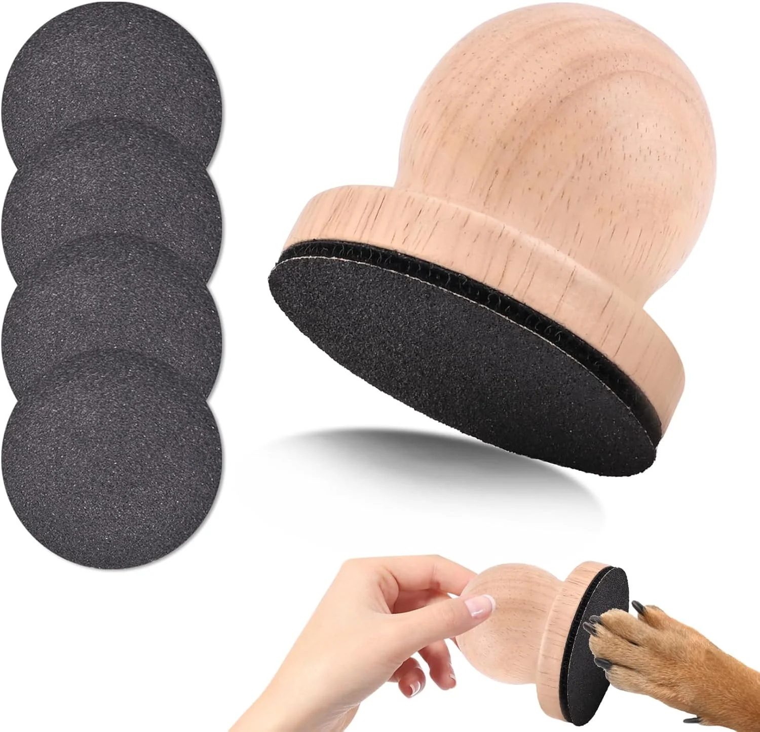 پد سوهان ناخن سگ با 4 کاغذ سنباده قابل تعویض، تخته سوهان ناخن چوبی برای سگ ها، اسباب بازی خراشنده تعاملی برای کوتاه کردن طبیعی ناخن، ابزار آموزش پازل برای سگ های کوچک و متوسط ​​(چوب طبیعی)