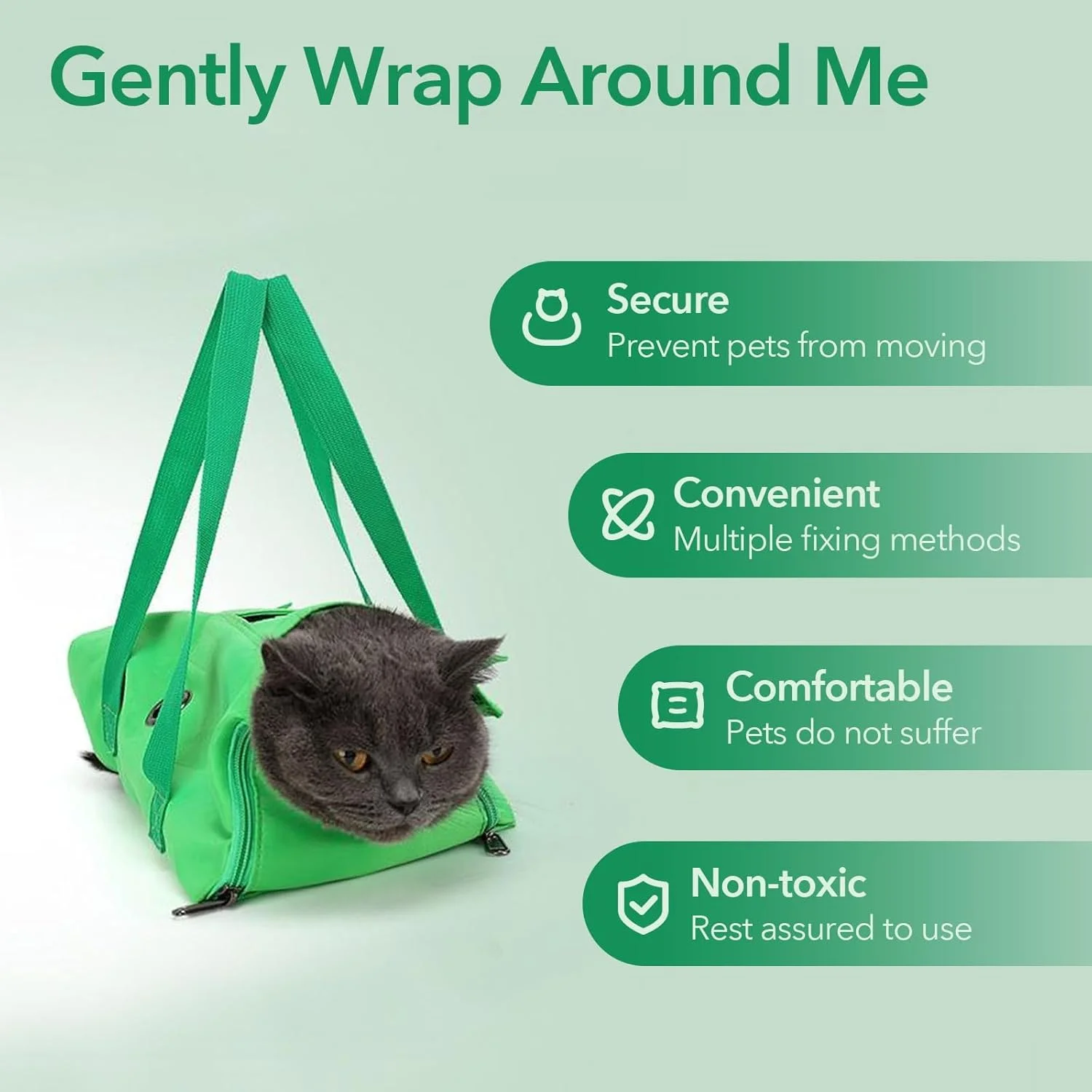 کیف اصلاح و نگهداری برای مهار حیوان خانگی شما در طول مراقبت از پنجه، کوتاه کردن ناخن، اصلاح ضد خش و معاینات پزشکی، کیف مهار، مناسب برای وزن 2.7 تا 5.4 کیلوگرم (سبز-متوسط)