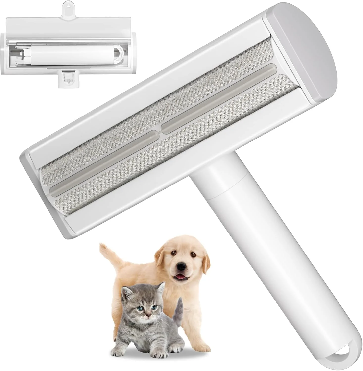 غلتک جمع کننده موی حیوانات خانگی، ابزار حذف موی مبل با دسته مخفی فشاری، غلتک پرزگیر قابل حمل، غلتک های پرزگیر قابل استفاده مجدد، قابل شستشو برای لباس/مبلمان/تخت/صندلی ماشین/فرش