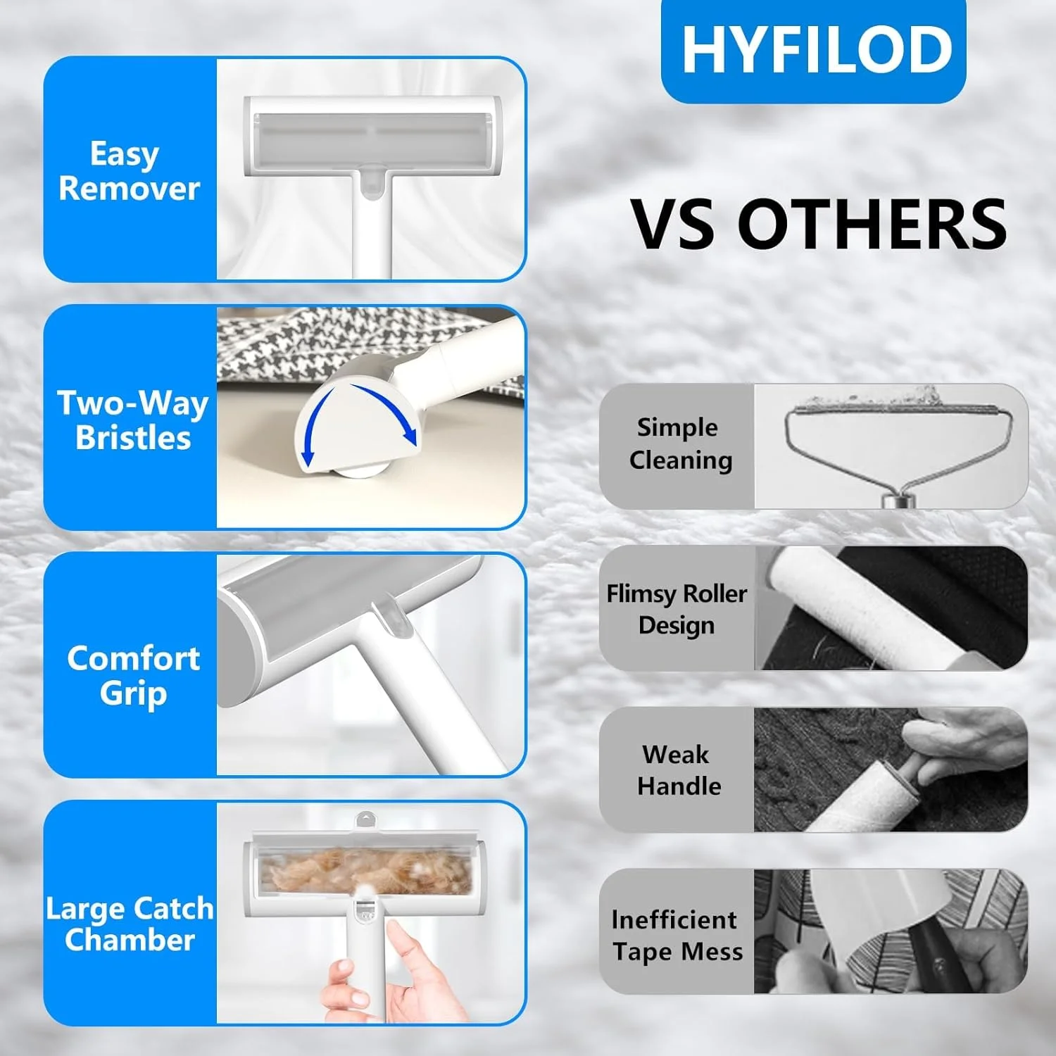 غلتک جمع کننده موی حیوانات خانگی، ابزار حذف موی مبل با دسته مخفی فشاری، غلتک پرزگیر قابل حمل، غلتک های پرزگیر قابل استفاده مجدد، قابل شستشو برای لباس/مبلمان/تخت/صندلی ماشین/فرش
