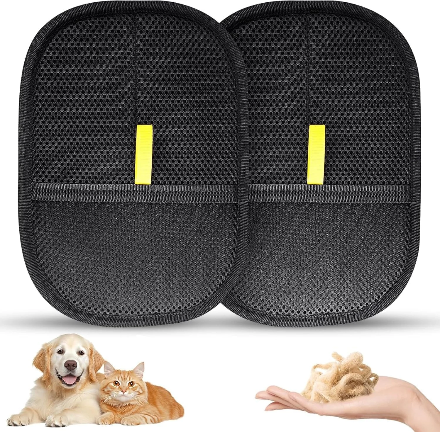 دستکش پاک کننده موی حیوانات خانگی، بسته 2 عددی دستکش های دو طرفه برای نظافت حیوانات خانگی، دستکش های قابل استفاده مجدد برای تمیز کردن موی حیوانات خانگی، لباس های تمیزتر، مبل، فرش