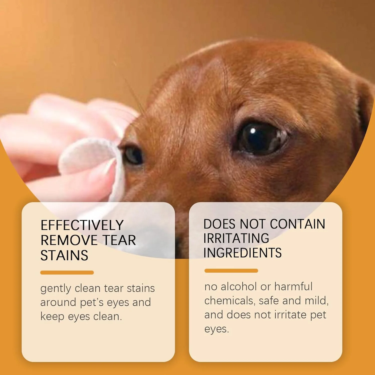 دستمال مرطوب پاک کننده لکه اشک برای سگ و گربه، پدهای مراقبت از چشم ضد حساسیت، پدهای پنبه ای نرم و ملایم برای ترشحات و لکه های چشم حیوانات خانگی، استفاده آسان، 60 عدد