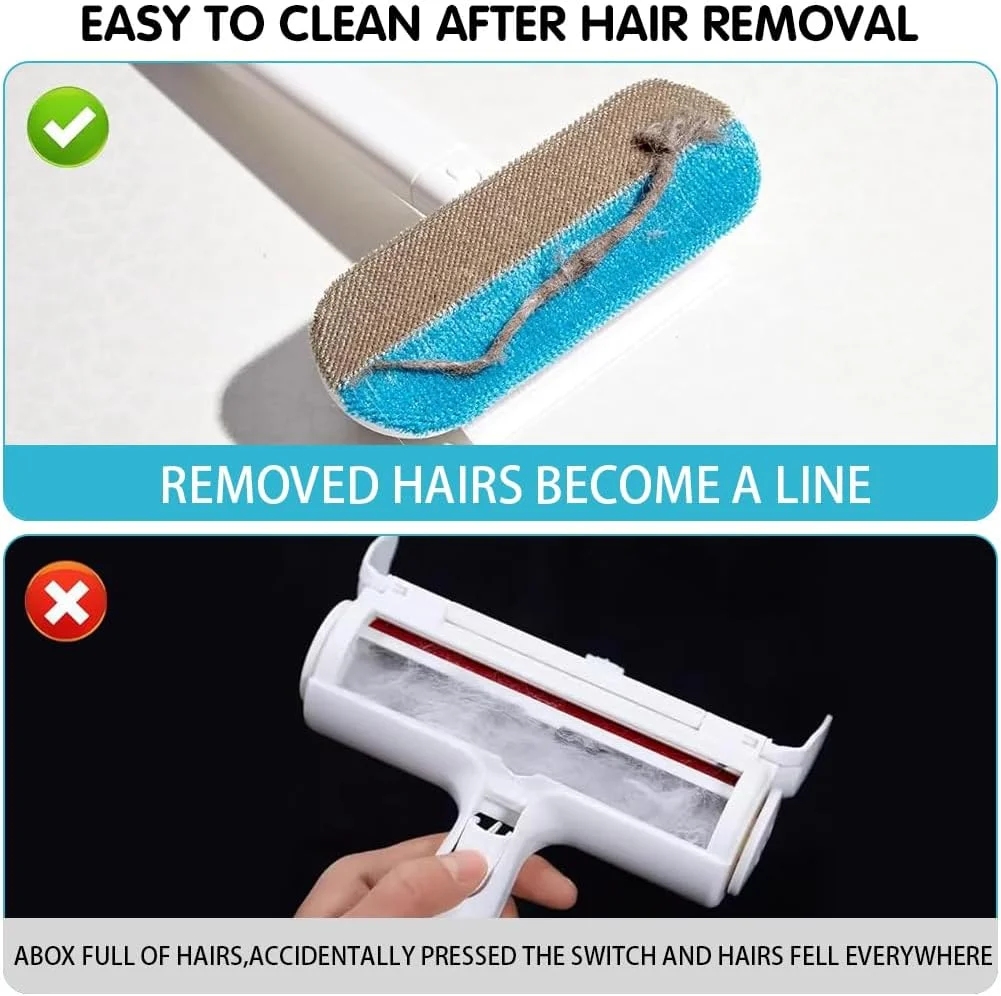 برس گربه و شانه سگ Qpets®، برس موی حیوانات خانگی 3 در 1 با 2 برس تمیز کننده یکپارچه، غلتک تمیز کننده گرد و غبار حیوانات خانگی با دسته بلند قابل استفاده مجدد برای مبل، فرش و کاناپه