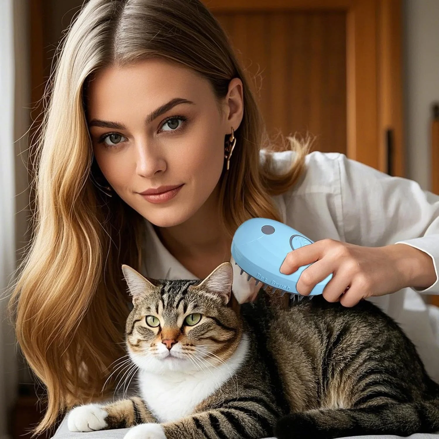 شانه موی اسپری حیوانات خانگی | برس گربه 4 در 1 | شانه ضد الکتریسیته ساکن قابل شارژ برای از بین بردن ریزش مو، ماساژ، حمام و مراقبت در محیط داخلی