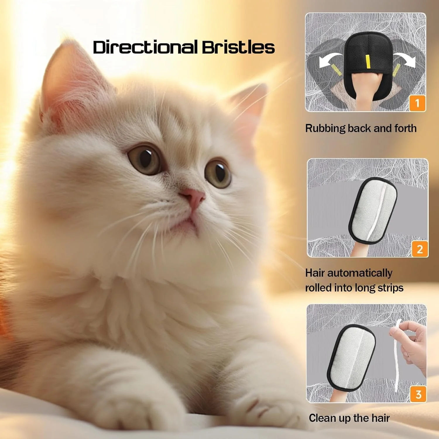 دستکش پاک کننده موی حیوانات خانگی، بسته 2 عددی دستکش های دو طرفه برای نظافت حیوانات خانگی، دستکش های قابل استفاده مجدد برای تمیز کردن موی حیوانات خانگی، لباس های تمیزتر، مبل، فرش