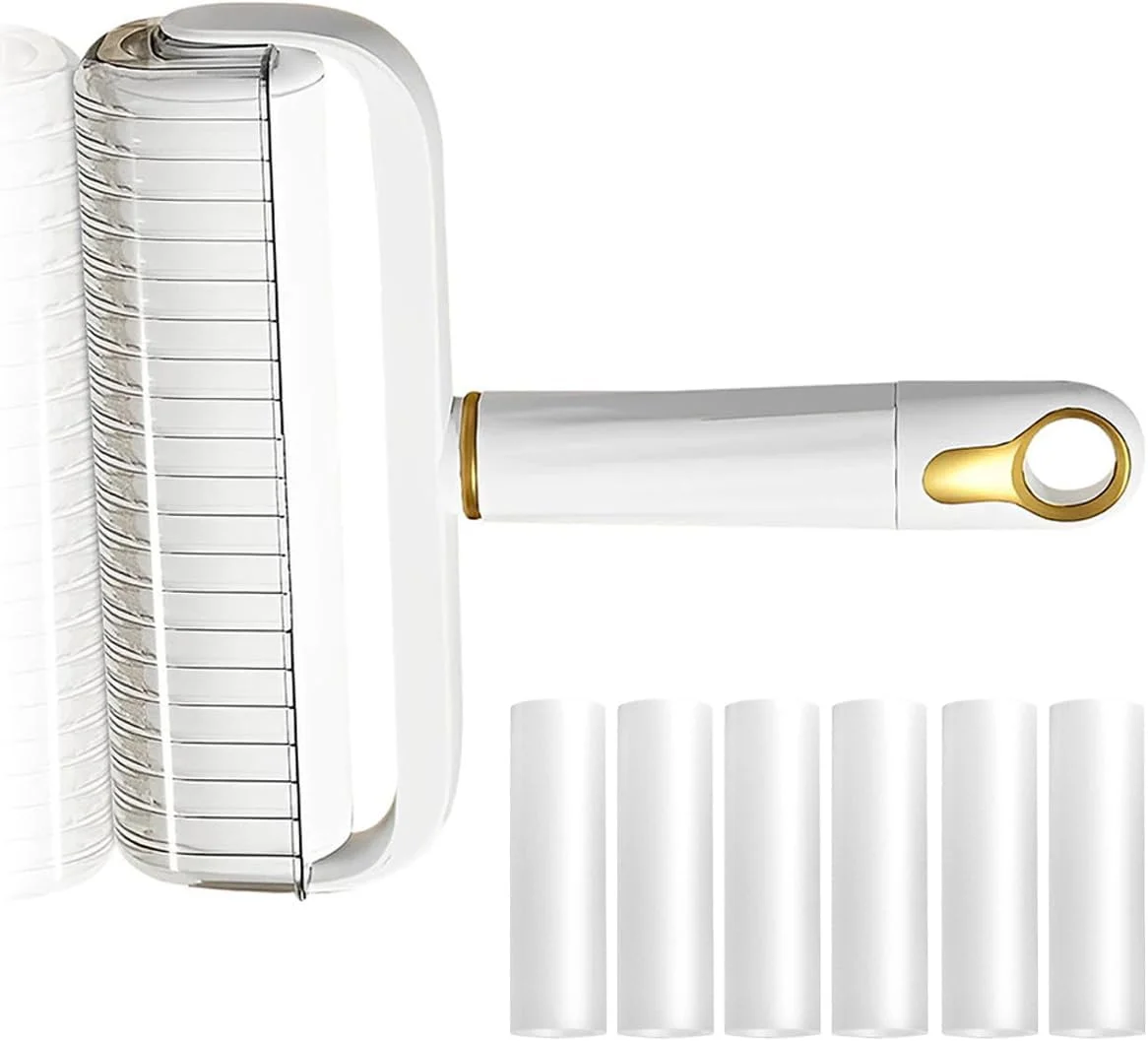 ابزار حذف موی حیوانات خانگی، غلتک پرز بزرگ 16 سانتی متری برای موی حیوانات خانگی، 360 برگه فوق العاده چسبنده، ایده آل برای از بین بردن مو و آشغال از مبلمان و لباس، بسته 7 عددی غلتک موی سگ و گربه