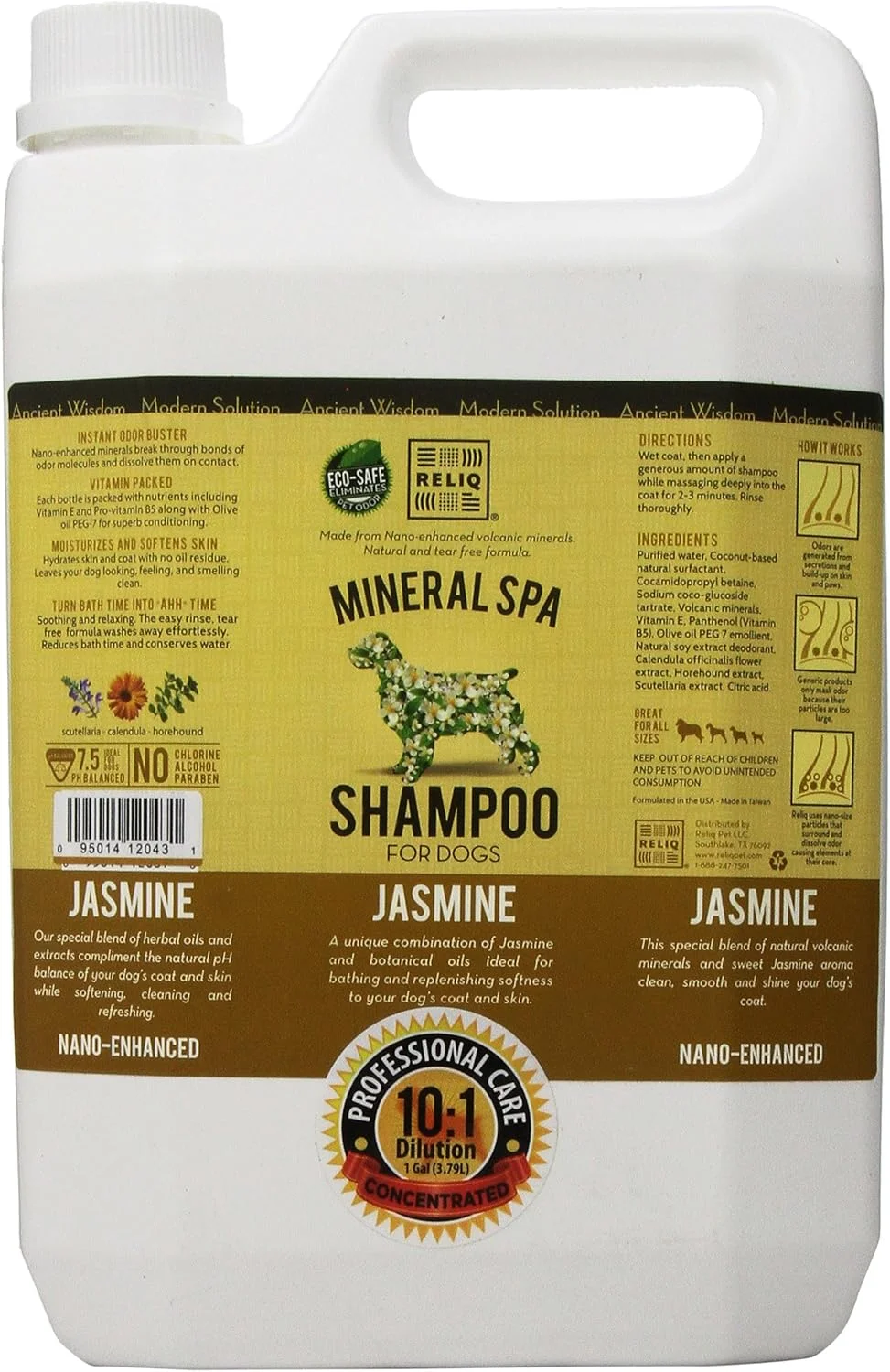 شامپو سگ RELIQ Mineral SPA، حجم ۱ گالن، یاس